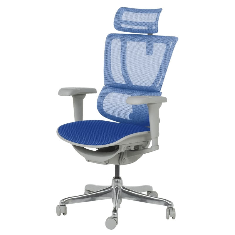 Ергономичен офис стол Ultra сива рамка-син